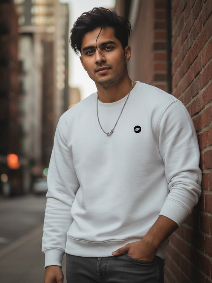 Men's White Sweatshirt Mockup | Stylish Casual Fashion