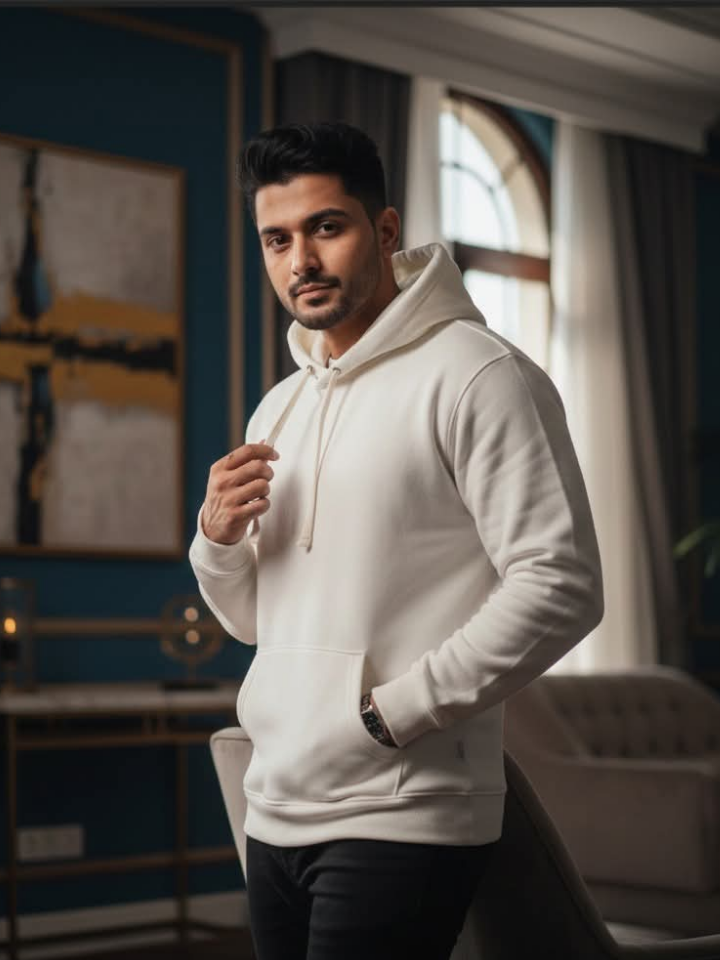 White Hoodie Mockup for Men | Stylish Male Fashion Portrait